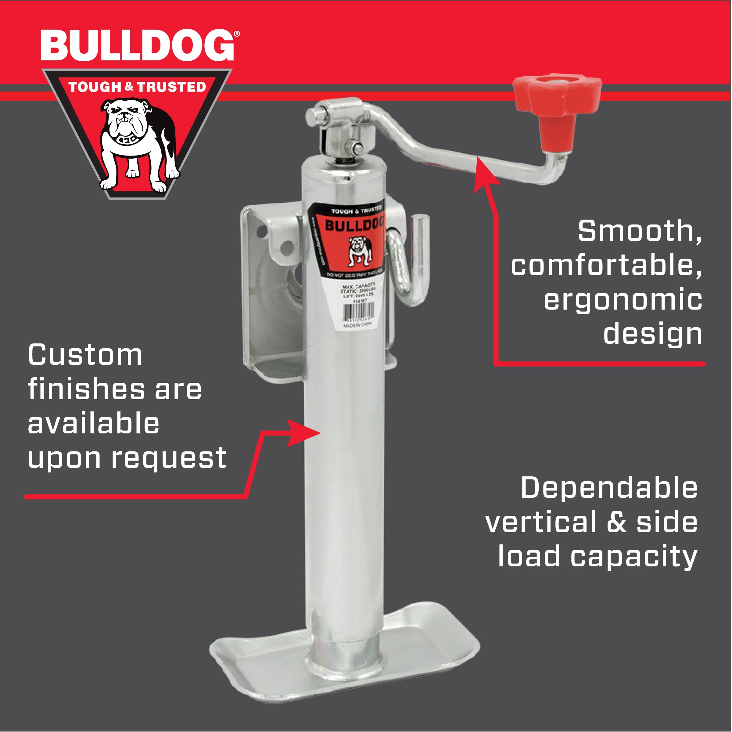Amazon.co.jp: BULLDOG 154107 Trailer Jack, Black, Silver, Red